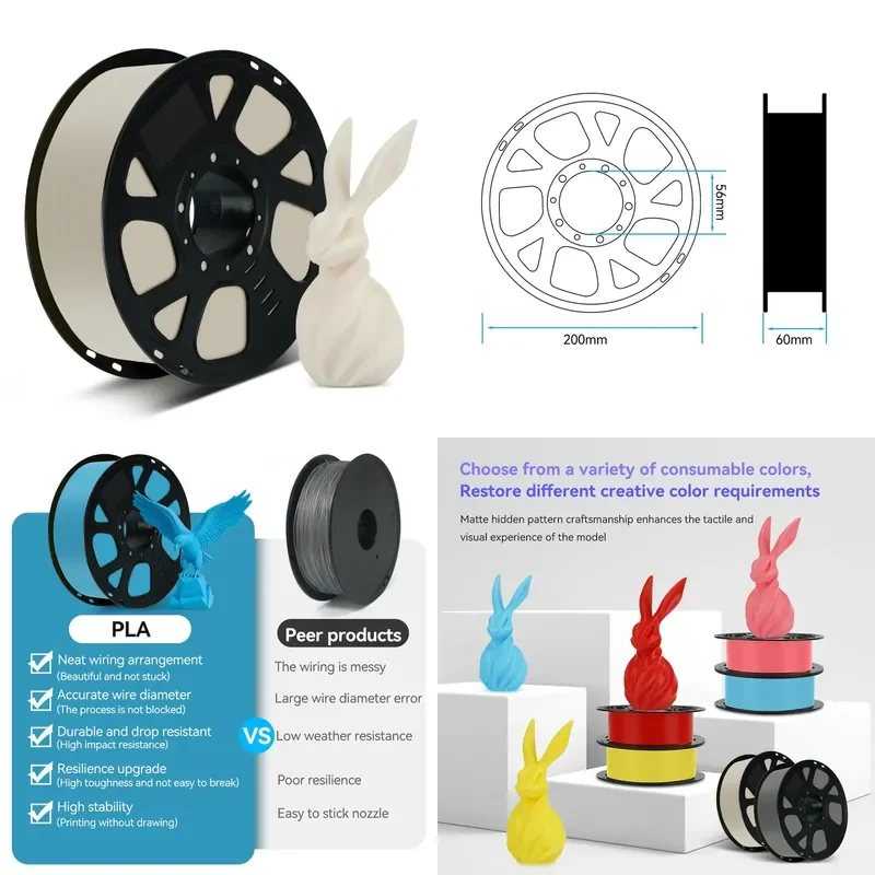 2026 hot sale (Kingroon Factory) Wholesale PLA Filament 1.75mm Neatly Wound 3D Printing Filament 1KG Spool (2.2lbs) for Most