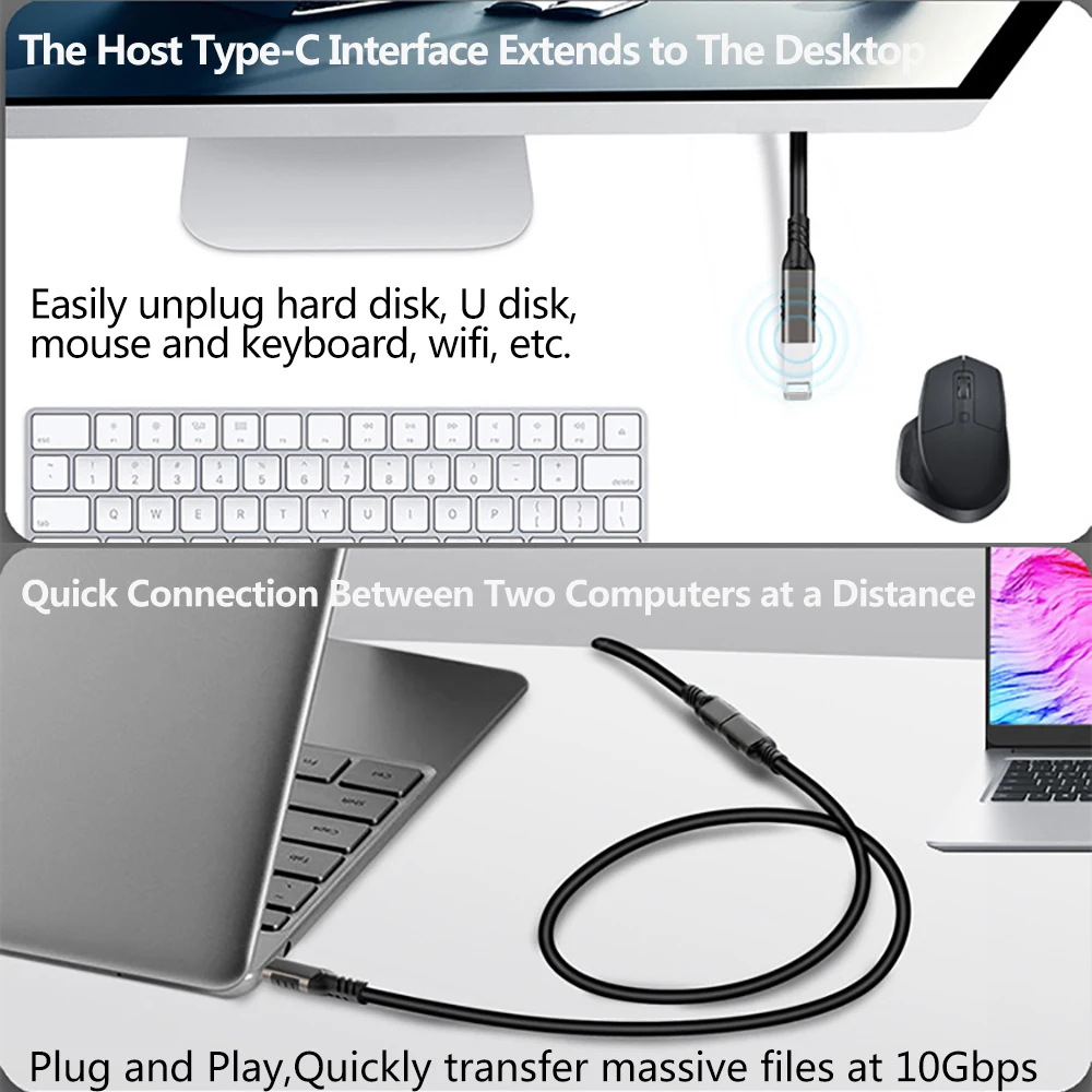 USB C Extension Cable Male to Female Type C USB3.2 10Gbps 100W Fast Charging Extender Cord USB-C for MacBook Pro Samsung Xiaomi