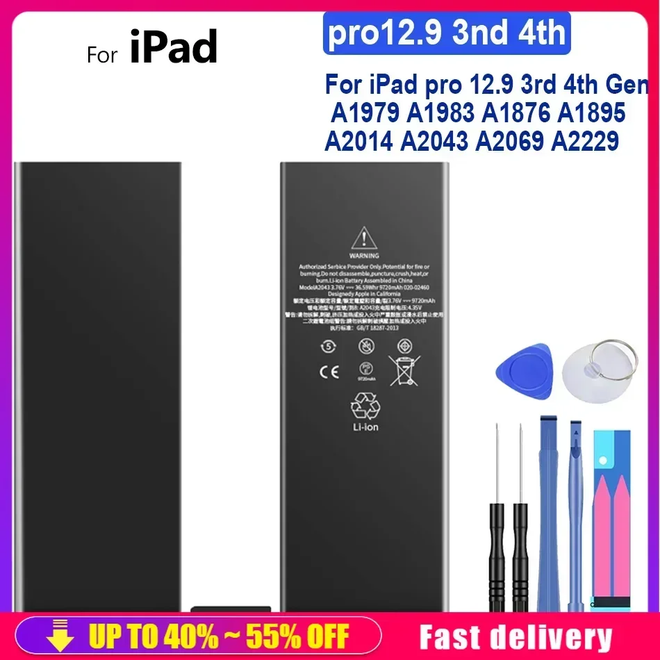 9720mAh Tablet Battery For iPad pro 12.9 pro12.9 3rd 4th Gen A1979 A1983 A1876 A1895 A2014 A2043 A2069 A2229 A2232 A2233 2020