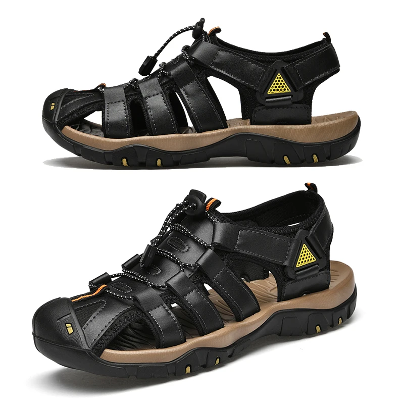 

2024 Summer New Men Sandals Summe Anti-collision Toe Outdoor Walking Treking Casual Shoes Hiking Men Slippers Beach Wading Shoes