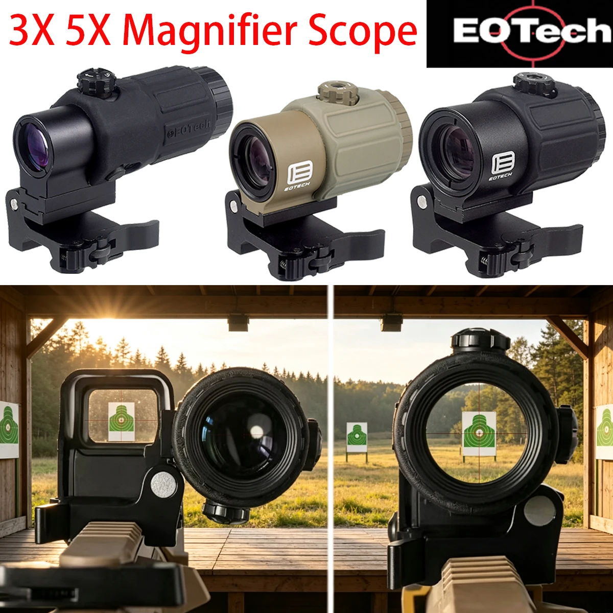 1X30 1X40 Holographic Red Green Dot Sight Reflex Scope Optics 3X 5X Magnifier Eotech G33 G43 G45 For 11MM 20MM Picatinny Rail view 2