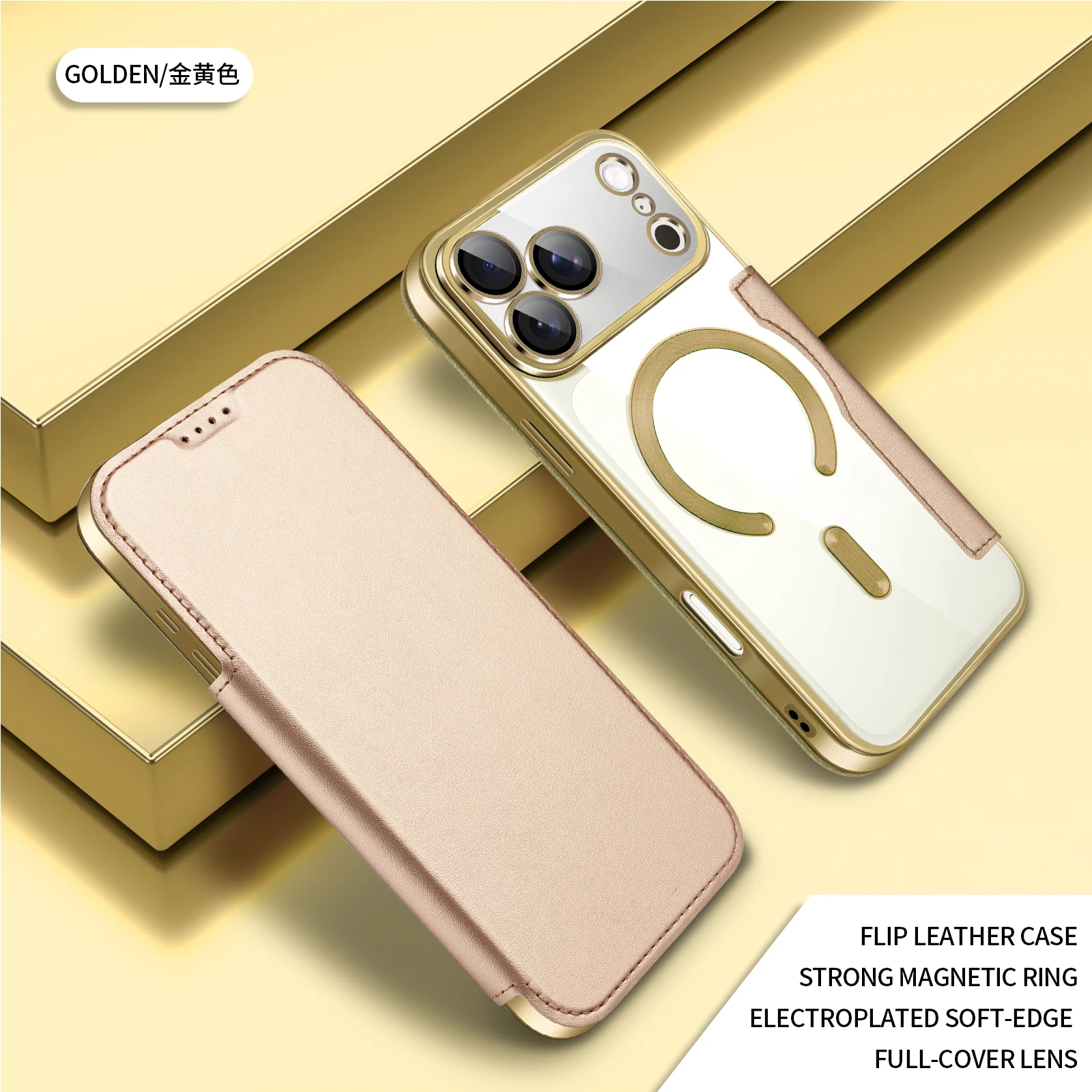 Für iPhone 17 Pro Max Magnetische Handyhülle Flip-Cover Vollschutz-Hülle mit Kartenfach Linsenschutz Kunstleder Sturzsichere Handyschutzhülle – Detail 2