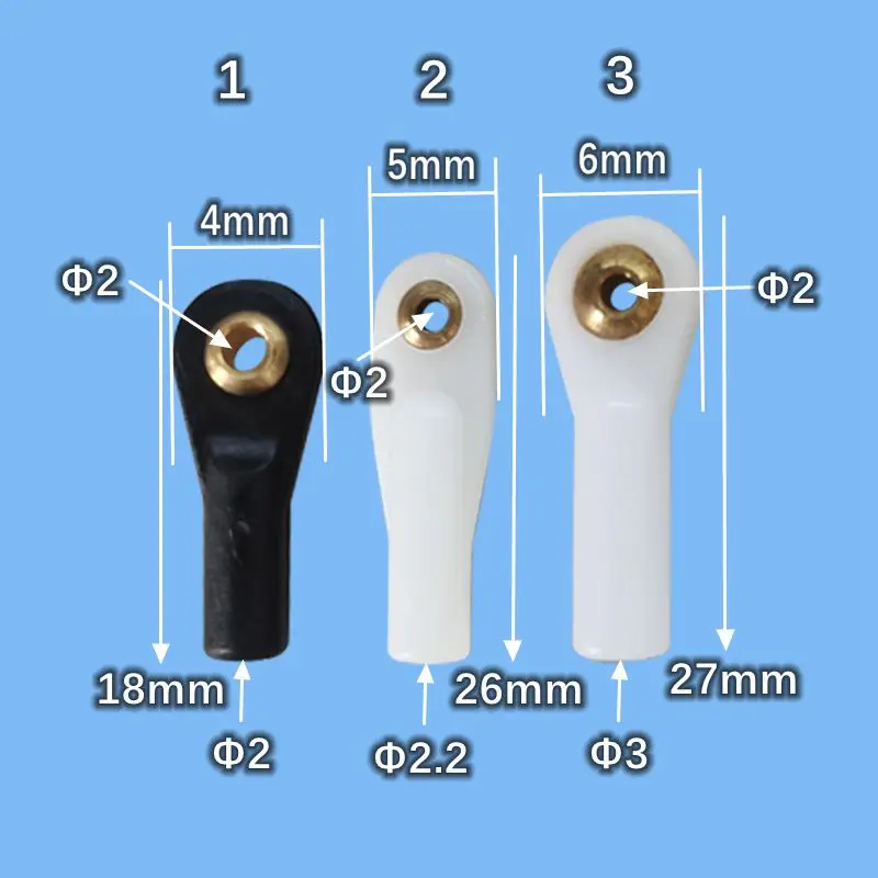 10 pezzi in plastica M2 M2.2 M3 estremità stelo/estremità sferica/giunto sferico con vite per RC barca aereo RC auto camion