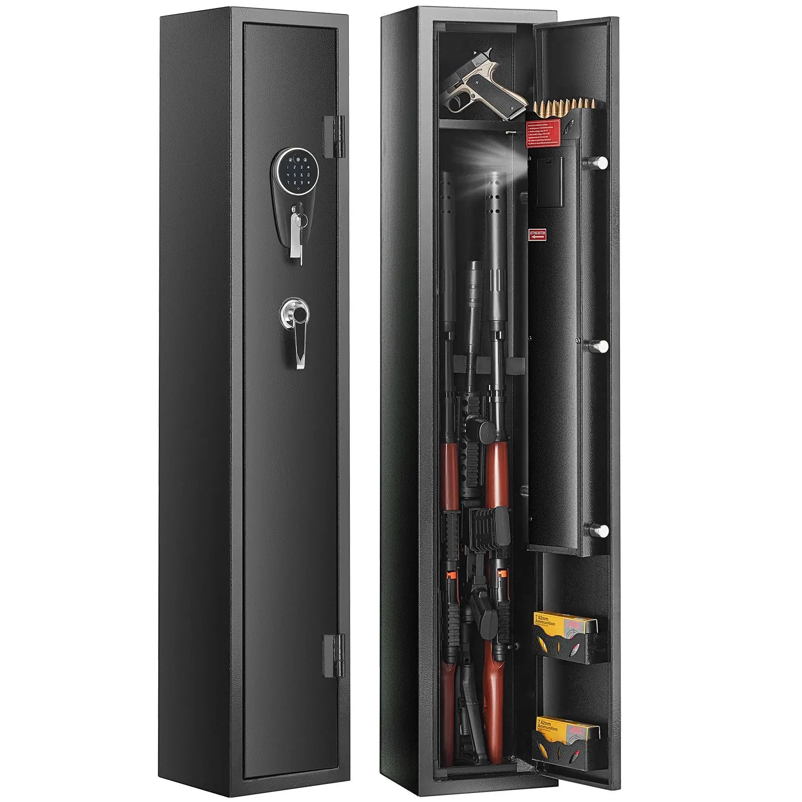 3 Gun Safe, Gun Security Cabinet with Lock & Digital Keypad, Quick Access Gun Storage Cabinet with Removable Shelf, Pistol