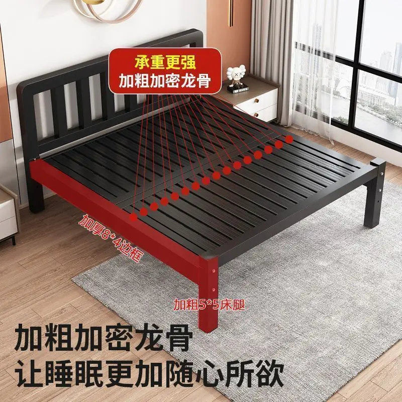 Iron frame bed, extra thick and thickened, assembled wrought iron bed, skeleton bedroom light luxury and simple