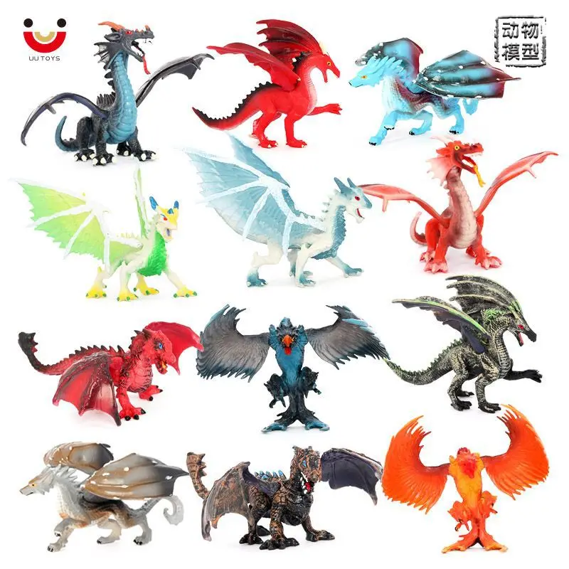 Simulation Western monsters magical animals ice flying magma dragon fire lion model ornaments children's animals