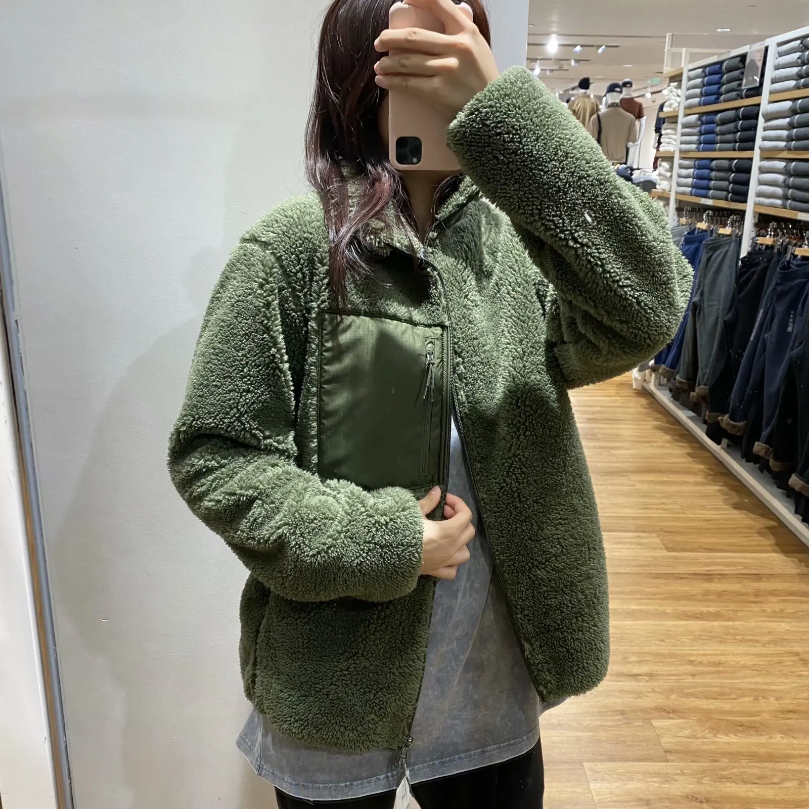 

Thiened Lamb Fur Particle Velvet Jaet Women's Winter Coat Windproof Warm Couple Sle Try Room Faion Ladies Outerwear