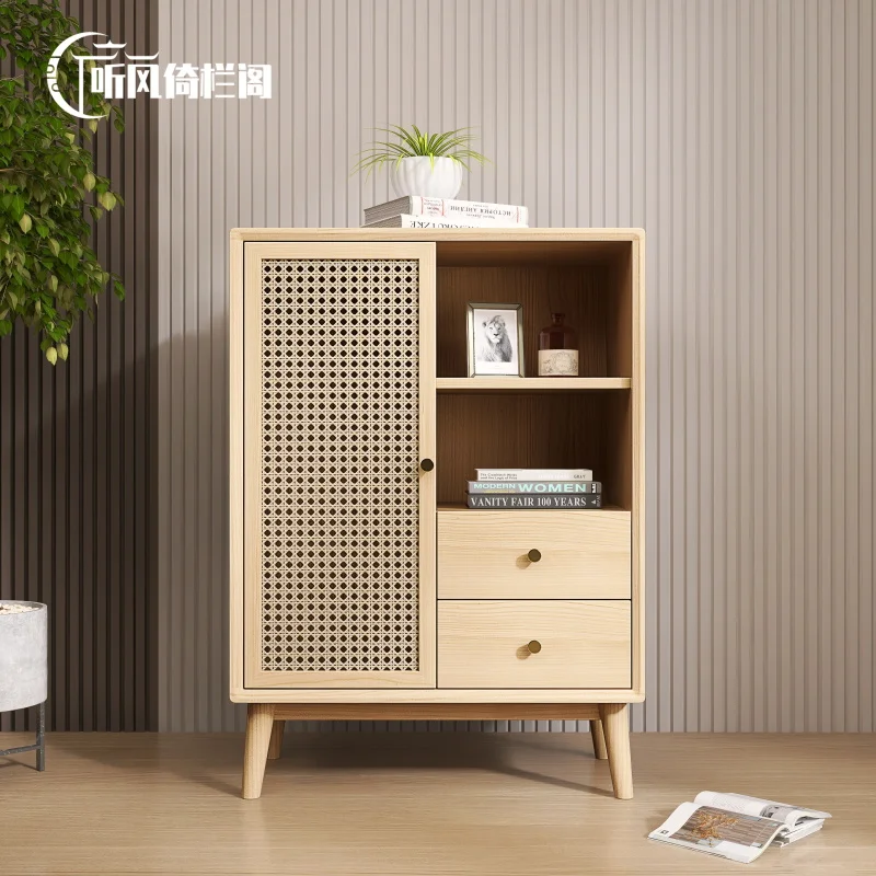 

Solid wood bedside table several combinations Japanese-style living room small apartment Nordic fully furnished floor cabinet si