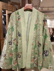 Green Printed Jacket New Chinese Style Heavy Industry Embroidery With Green Flowing Light Velvet Jackets Embroidered Coat