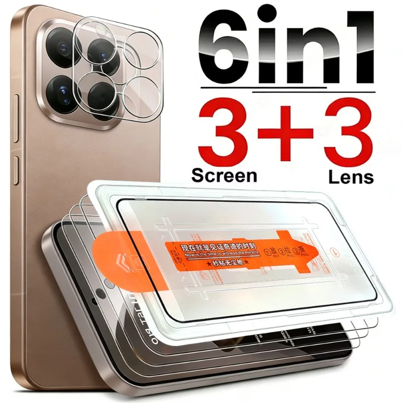 6in1 for Xiaomi 15T/15TPro HD Tempered Glass with Easy Install Tool Anti-shatter Full Cover Camera Lens Protector for Mi 15T Pro