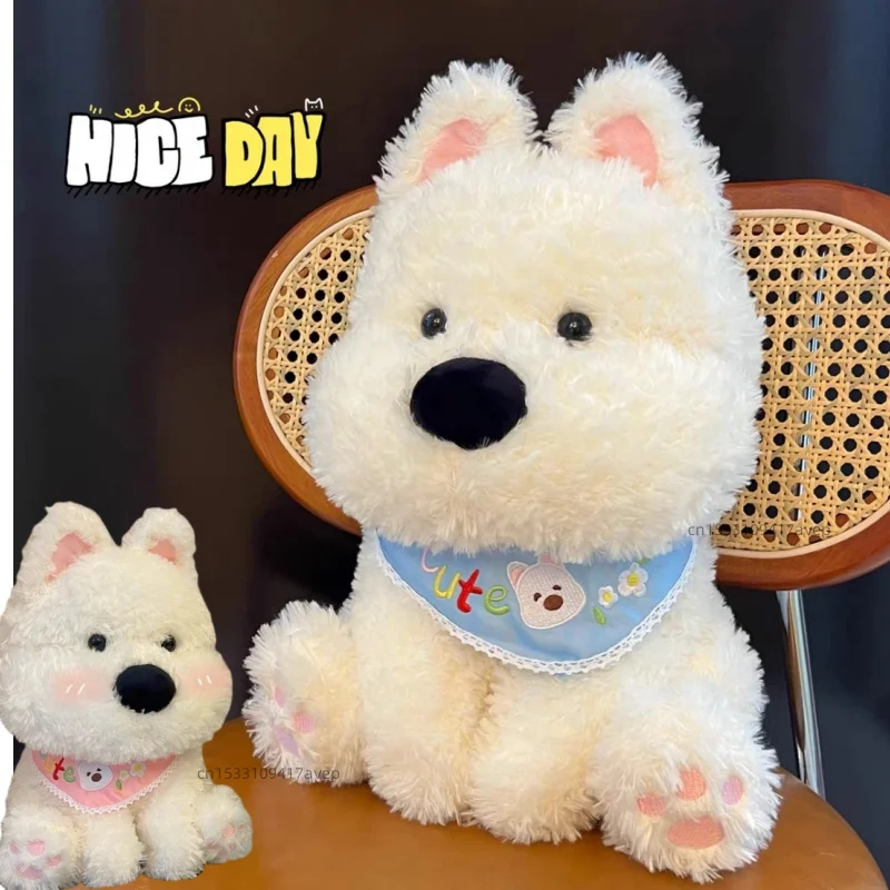 Lindo dibujo animado West Highland White Terrier perro de peluche de juguete Kawaii West Highland Terrier Plushie para niños regalo de cumpleaños
