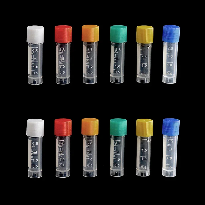 1.8ml cryotube 2ml frozen storage pipe screw mouth leak proof storage tube plastic tube with scale plastic bottle 100pcs/bag