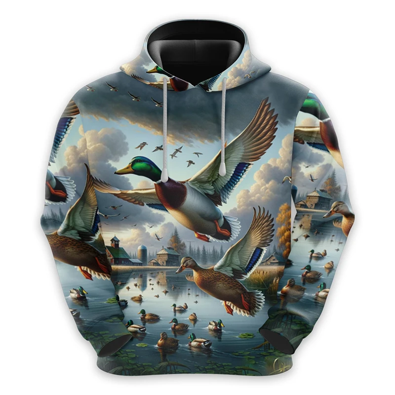 Hawaiian Mallard 3D Print Hoodies For Men Clothes Casual Women Tracksuit Animal Duck Graphic Sweatshirts Boy Pullovers Kid Hoody