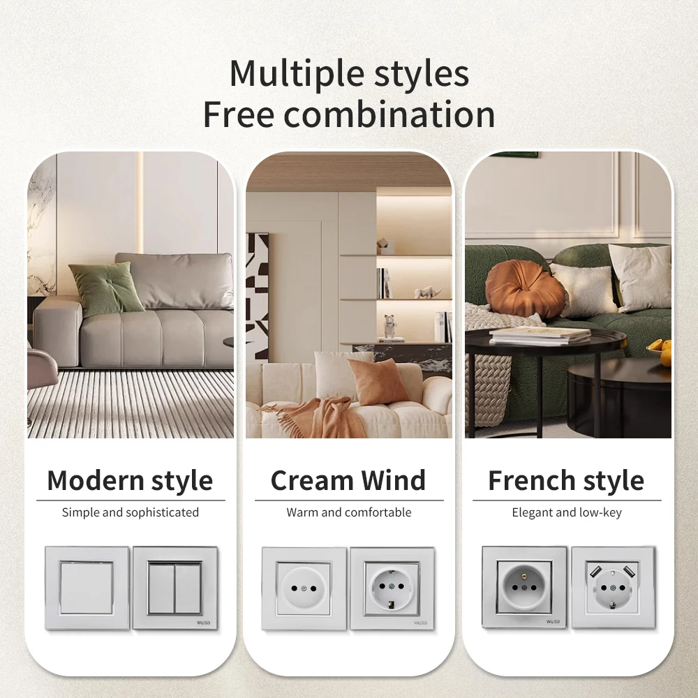 المقابس البيضاء المقبس مآخذ الطاقة لهب التيار المتناوب 250 فولت لوحة أكريليك كلاسيكية الجدار جزءا لا يتجزأ من منافذ الكهربائية الأرضية 250 فولت #5
