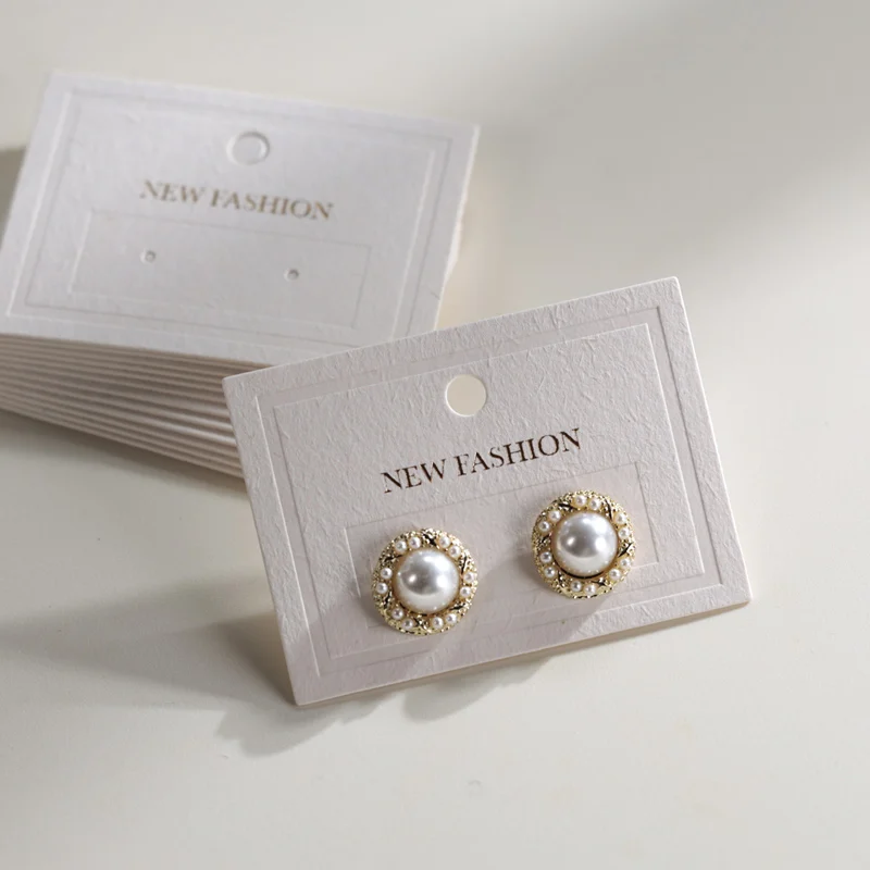 New Hot 600gsm High quality Custom Beige Paper Popular Earrings stud Packaging Display Card Hang Favor Label Tag Cardboard