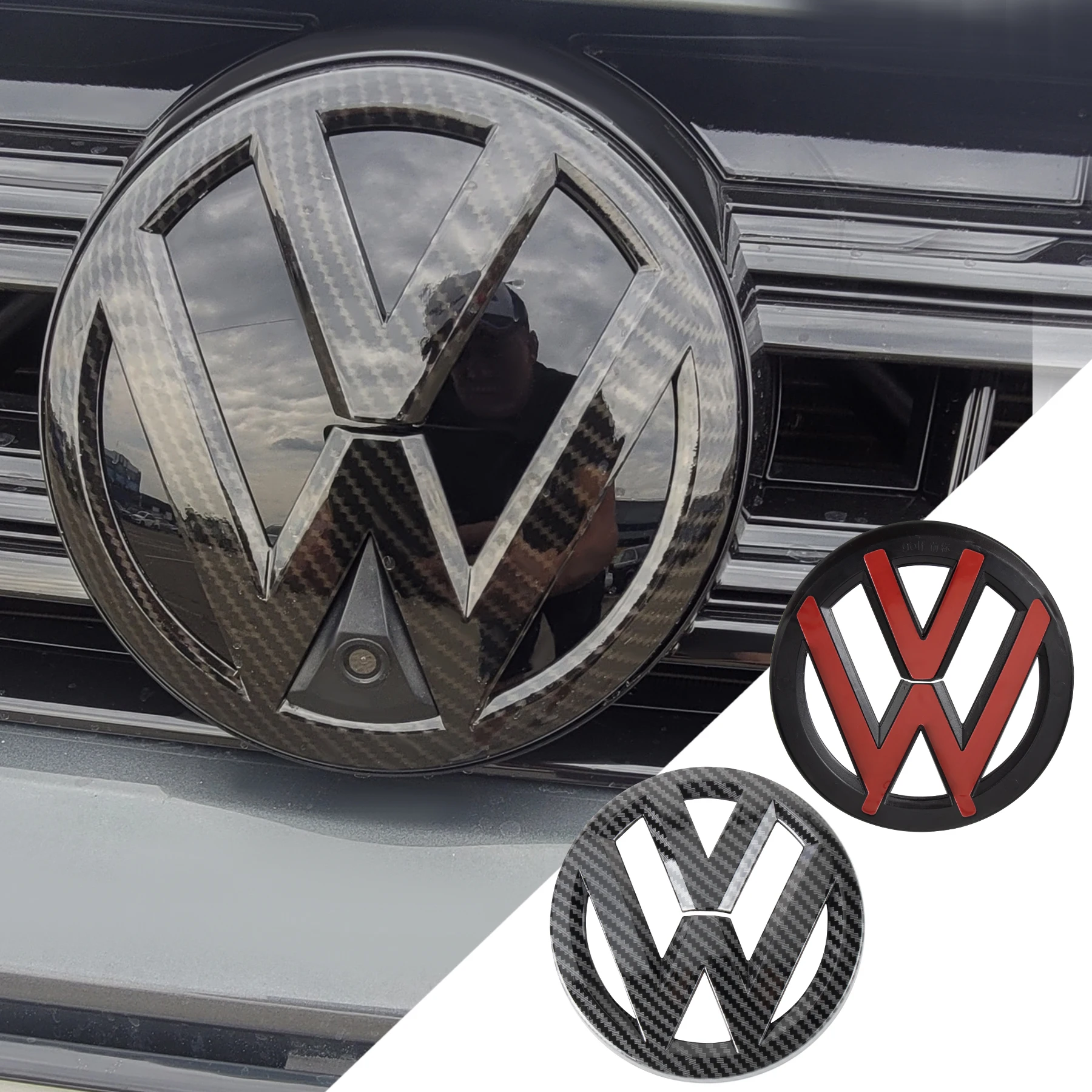 Car Original Front Radiator Grille Emblem Rear Trunk Lid Badge Cover Auto Accessories for Volkswagen VW Polo 2017 2018 2019 2020