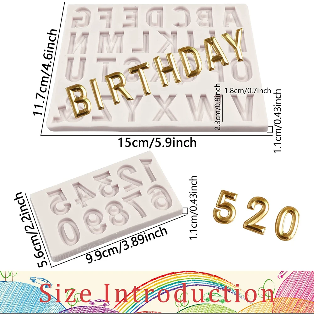 26 Capital Letter Fondant Molds Alphabet Number 0-9 Chocolate Cake Decorating Silicone Mould For Birthday Party Anniversary