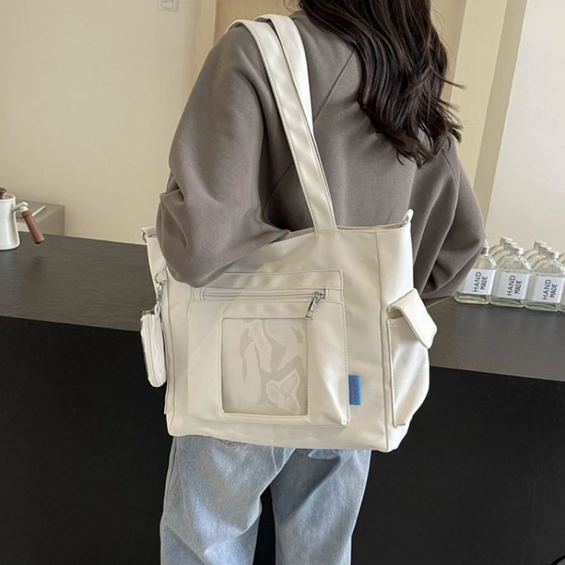 

Повседневная прозрачная сумка большой вместимости, высококачественная холщовая сумка, через плечо на одно плечо, ручная большая сумка