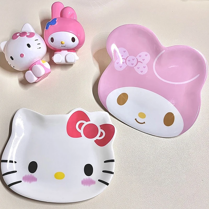 Sanrio Anime Melody Jewelry Plate Cartoon Cute Fruit Plate Cake Snack Plate Home Dining Plate Kitchen Dessert Tools