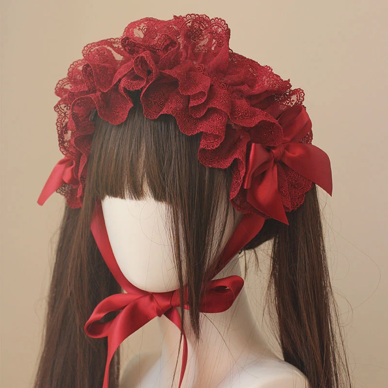 Chapeau gothique Lolita Harajuku, magnifique bandeau multicouche en dentelle, épingle à cheveux, Anime Cosplay princesse, Bonnet en dentelle, couvre-chef doux