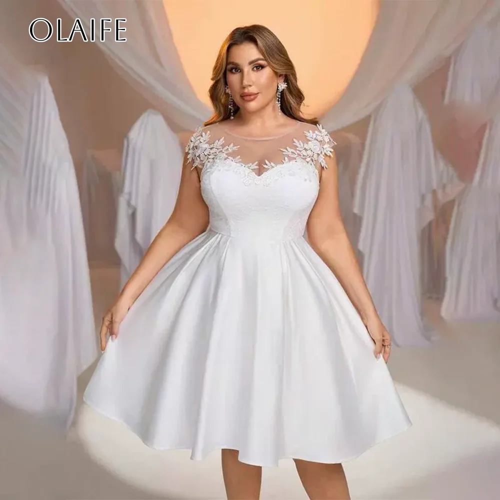 

Appliques A-line Short Cocktail Dress Satin Sleeveless Pleated Party Gown Customized платье вечерн