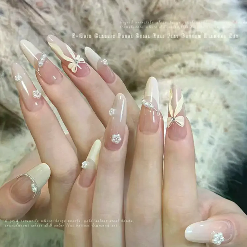 6 griglie mix mini perla piccole perline di caviale in acciaio inossidabile nail art strass decorazioni per nail art argento oro fascino smalto gel