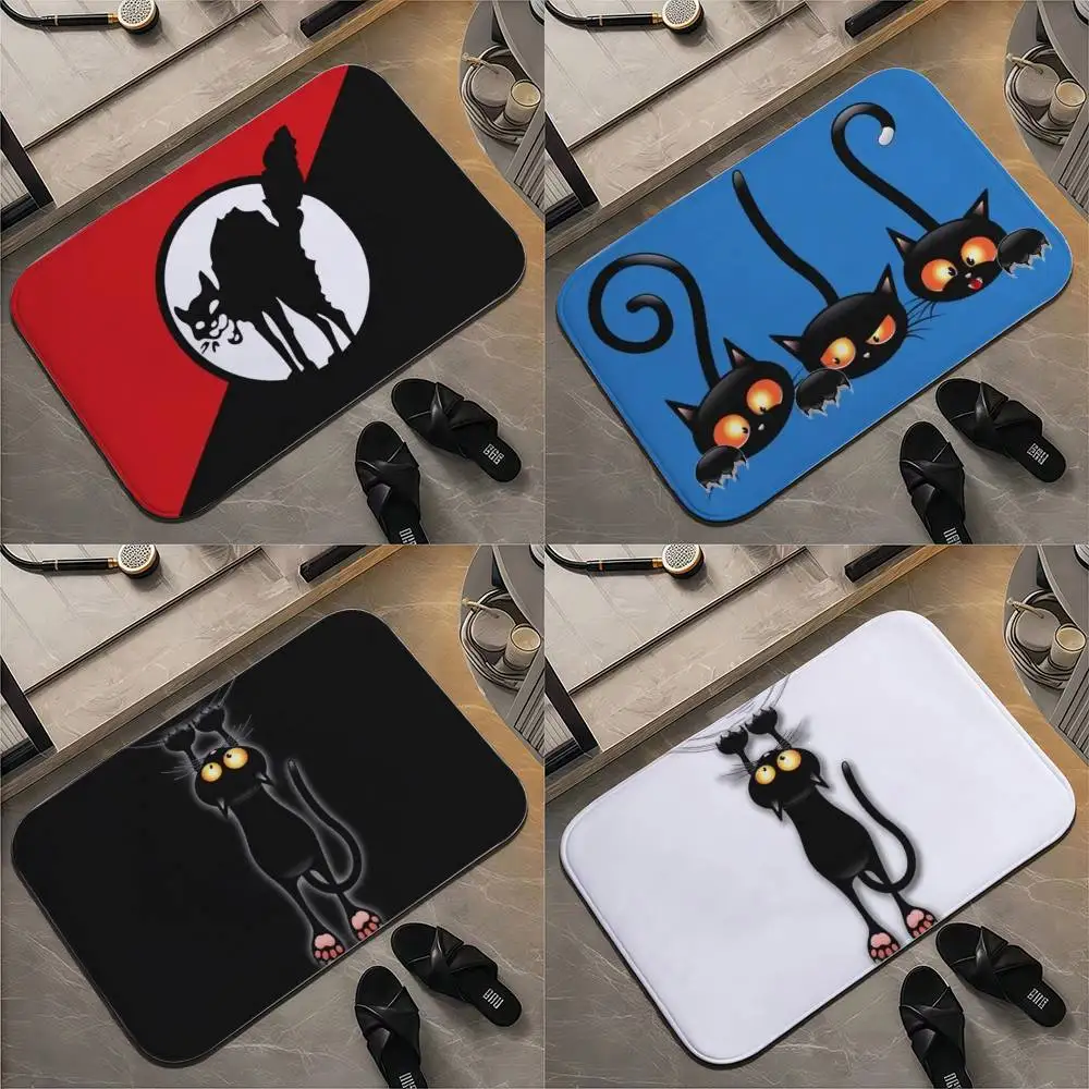 

Custom Anarchist Black Cat Flag Floor Mat Printed Large Carpets Room And Bedroom Carpets Bathroom Anti Slip Door MATS Small Ca