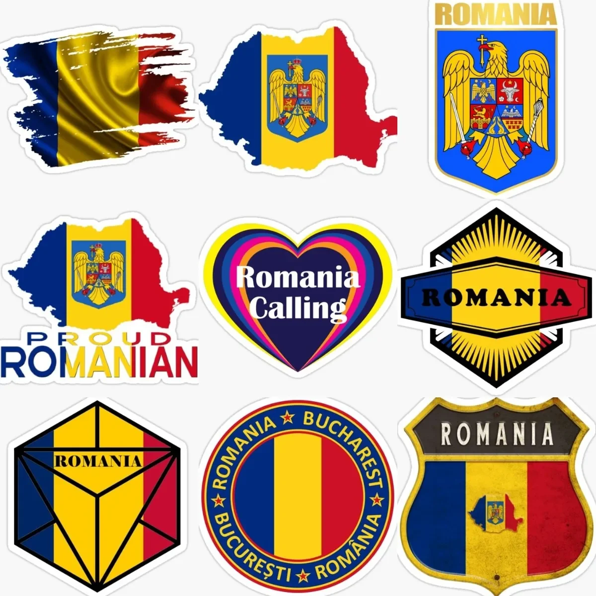 Romania GR Flag Map National Emblem Stickers Camper Truck Car Helmet Helmet Off-road Boat Motorcycle Wall PVC Decal Accessories