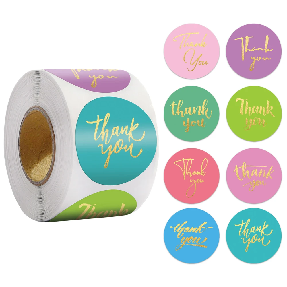 1 Inch Thank You Adhesive Stickers 50-500pcs Wedding Party Favors Envelope Mailing Supply Packaging Sealing Stationery Sticker