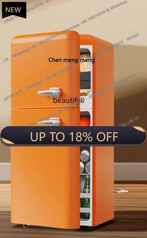 Ff a01 geladeira retrô pequeno dormitório doméstico porta dupla mini geladeira pequena sala de aluguel refrigerado e congelado