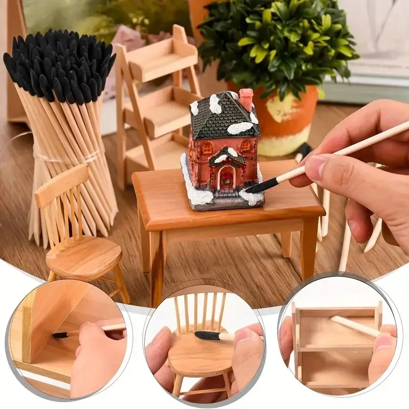 10/20/100Pcs Sanding Sticks Matchsticks Sanding Twigs Fine Detailing Sanding Sticks for Plastic Models Wood Hobby Polishing