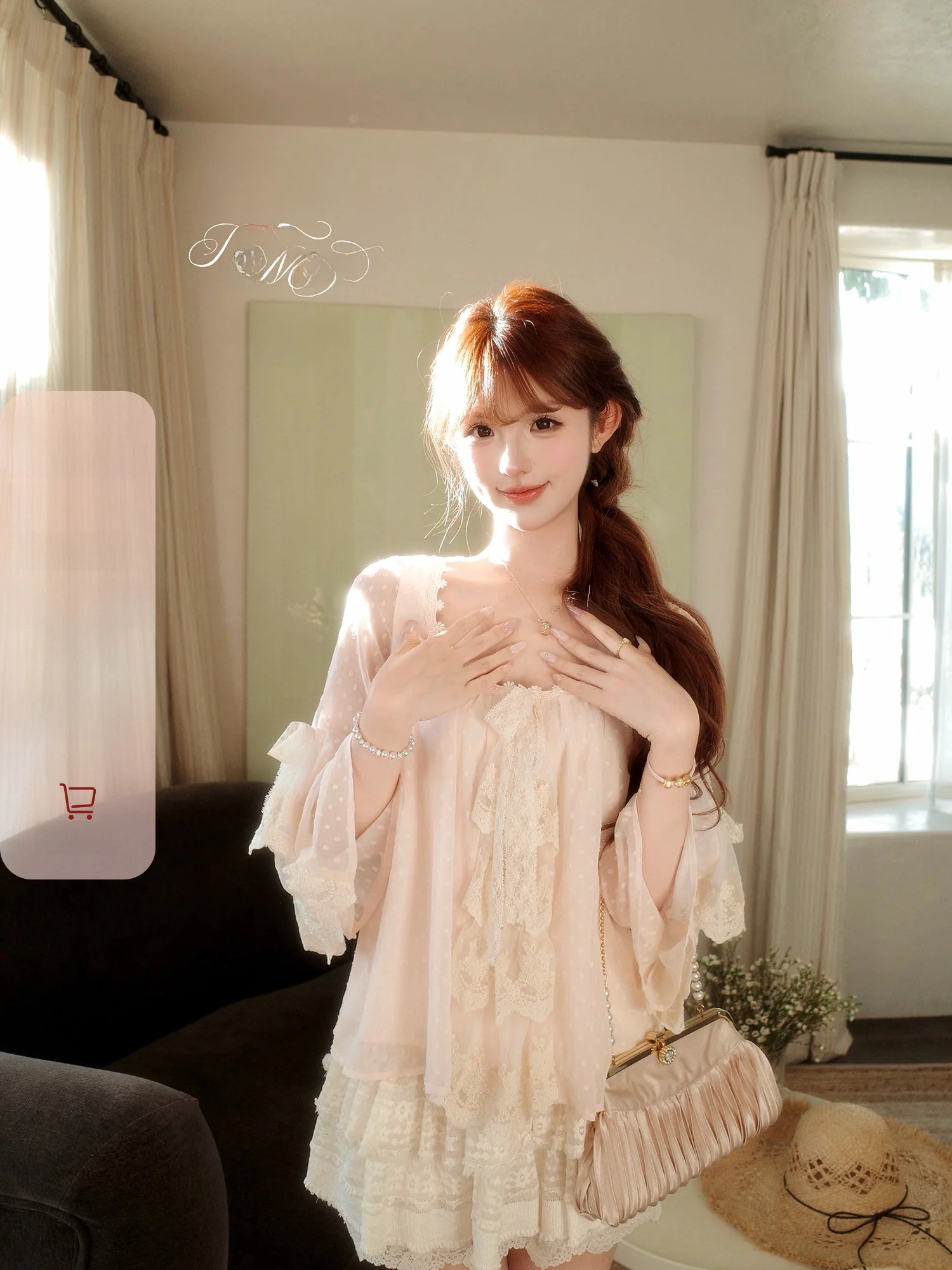 

POKEMENG Summer Loose Lace Patchwork Tassel Japanese Style Early Taste Small Shirt Top Women's Mid-Length Sleeve Blouse