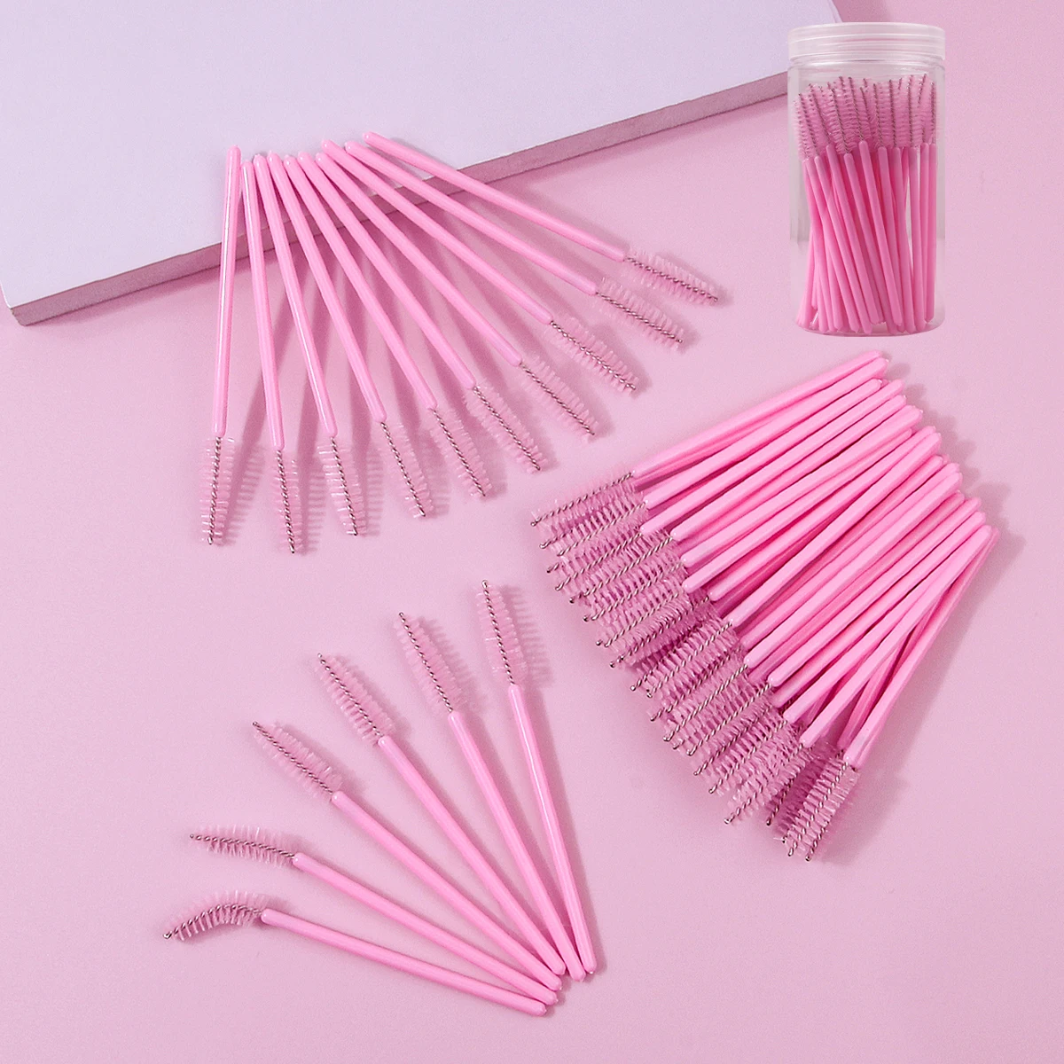 50 قطعة فرشاة ماسكارا حلزونية، تمديد الرموش، مشط تجعيد، فرشاة حواجب، أداة فرشاة مكياج معلبة محمولة متعددة الوظائف #1