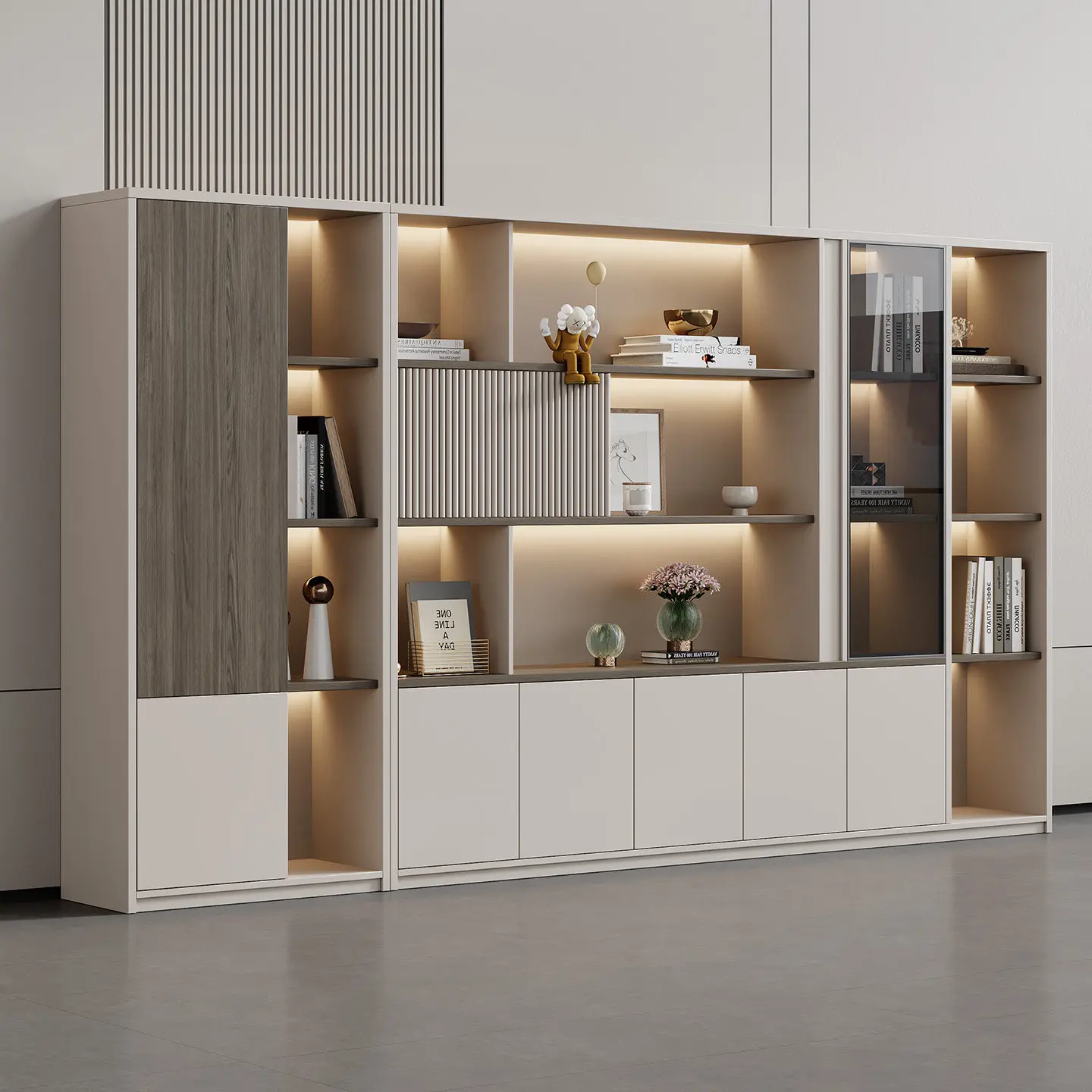 Office Bookcase Boss Background Cabinet File Wooden Data Cabinet Storage Locker Wall Floor Cabinet