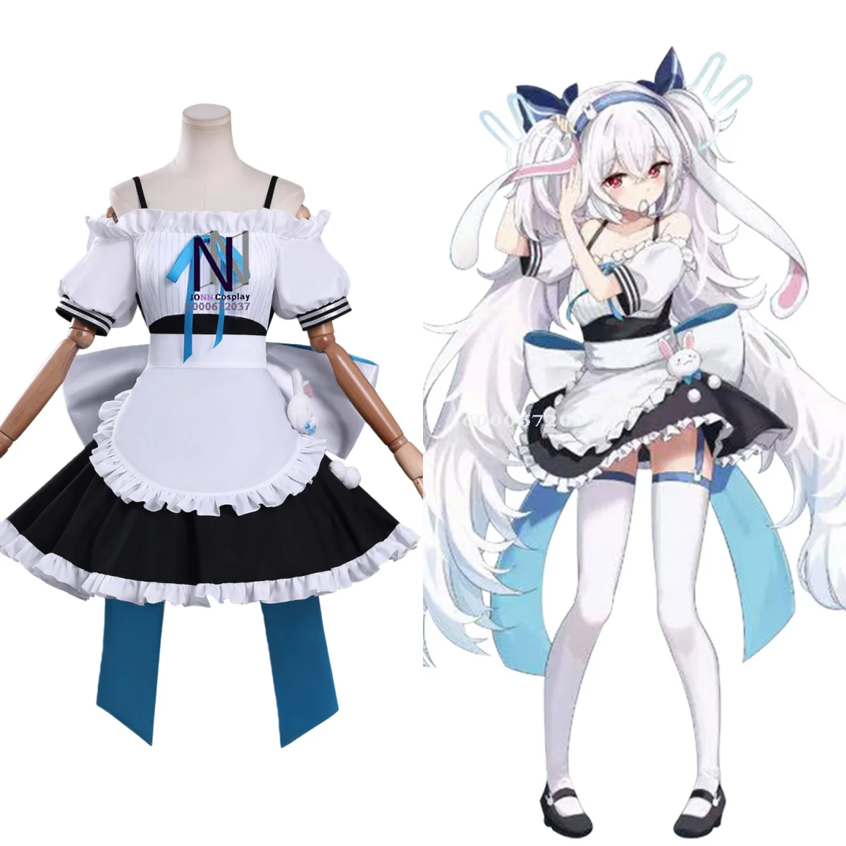 

Hot Game Azur Lane Cosplay Maid Time Costume Anime Laffey Role Playing Uniform Cute Blue Dress for Women Adult Comic Con Party