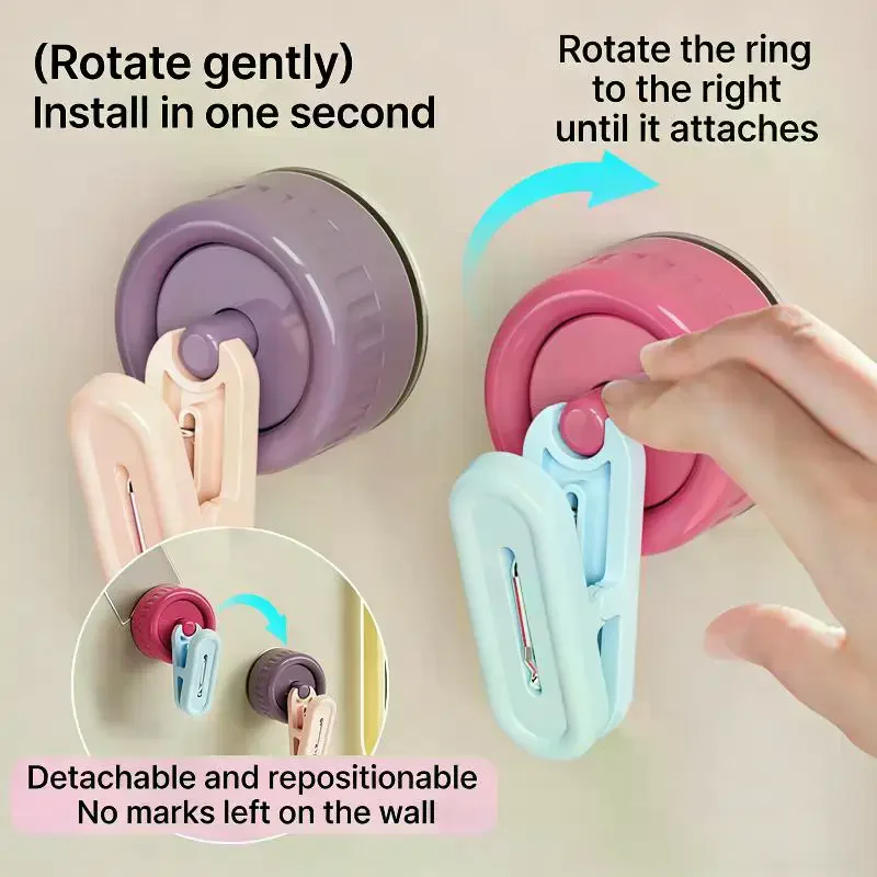 Waterproof Rotating Suction Cup Storage Clip No Drill Seamless Hook Glove Hanger Strong Load Bearing Holder Organizer Bath view 2
