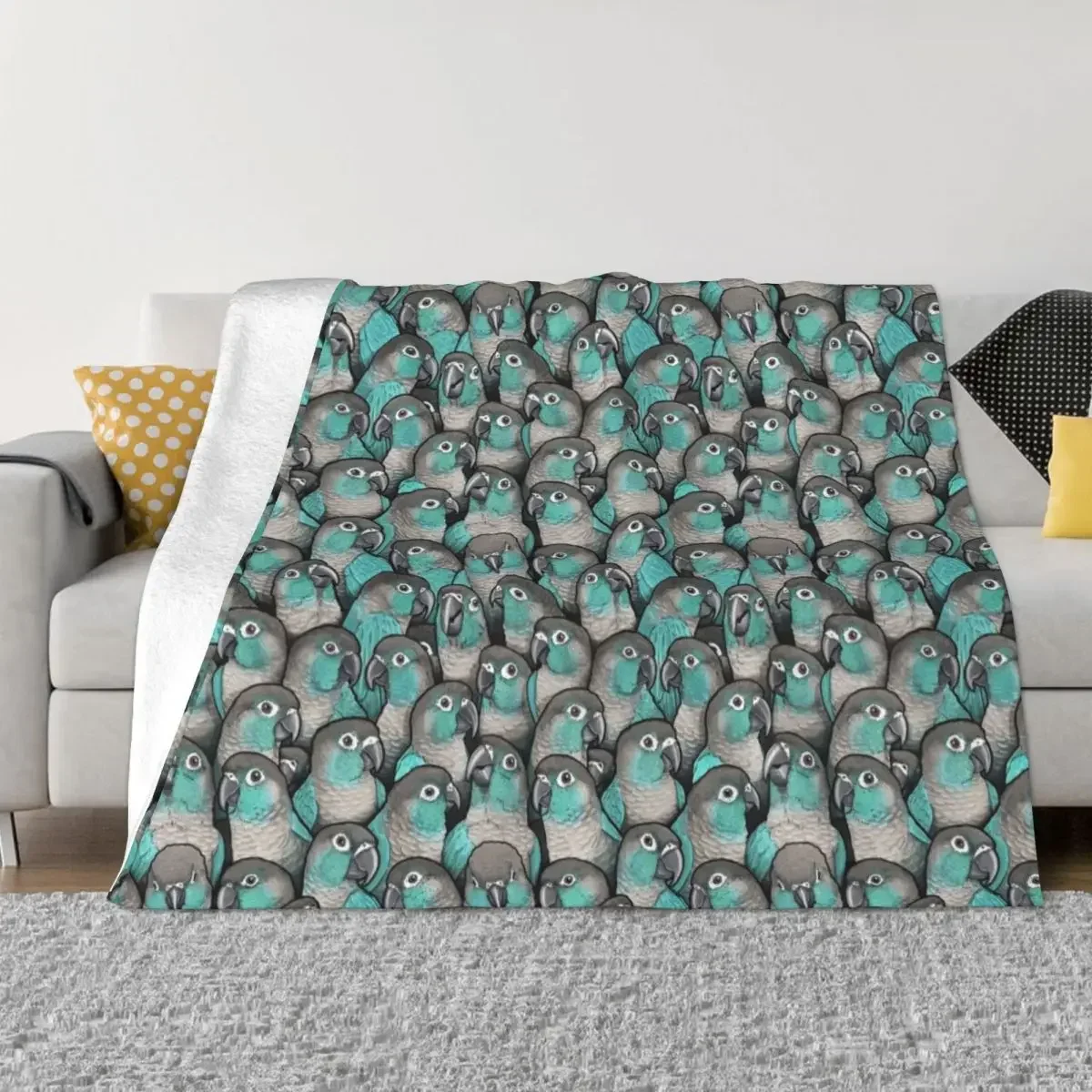 Turquoise Green-Cheeked Conures Throw Blanket Softest Soft Plush Plaid Blankets