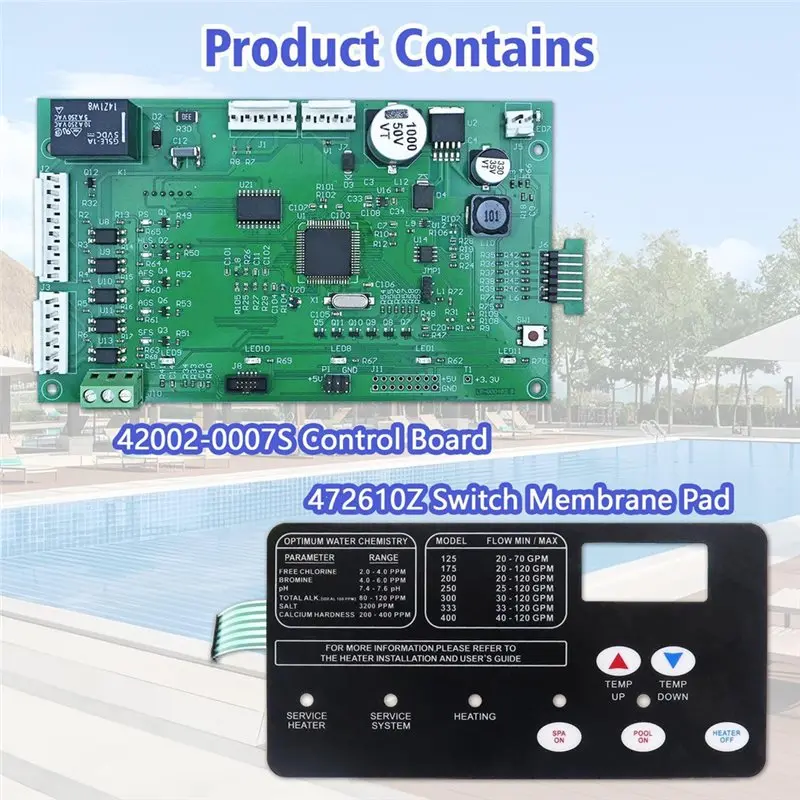 A21E-42002-0007S Control Board Kit(461105) With 472610Z Switch Pad Compatible, Replacement For Pentair Mastertemp 400/300/250