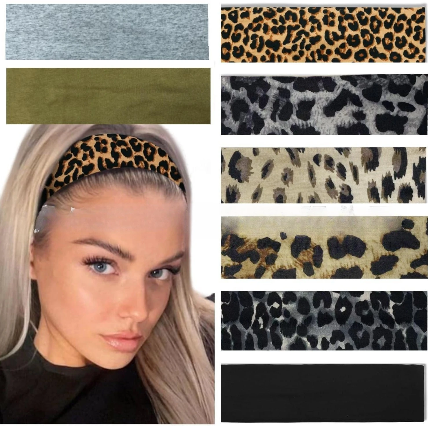 

Leopard Print Yoga Headband Stretchy Sports Sweatband for Women Running Fitness