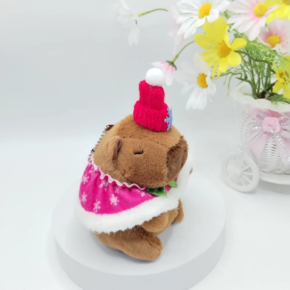 Capa de natal capivara boneca de pelúcia chaveiro macio boneca simulação de pelúcia capibara 15cm recheado cobaia animal brinquedo fofo