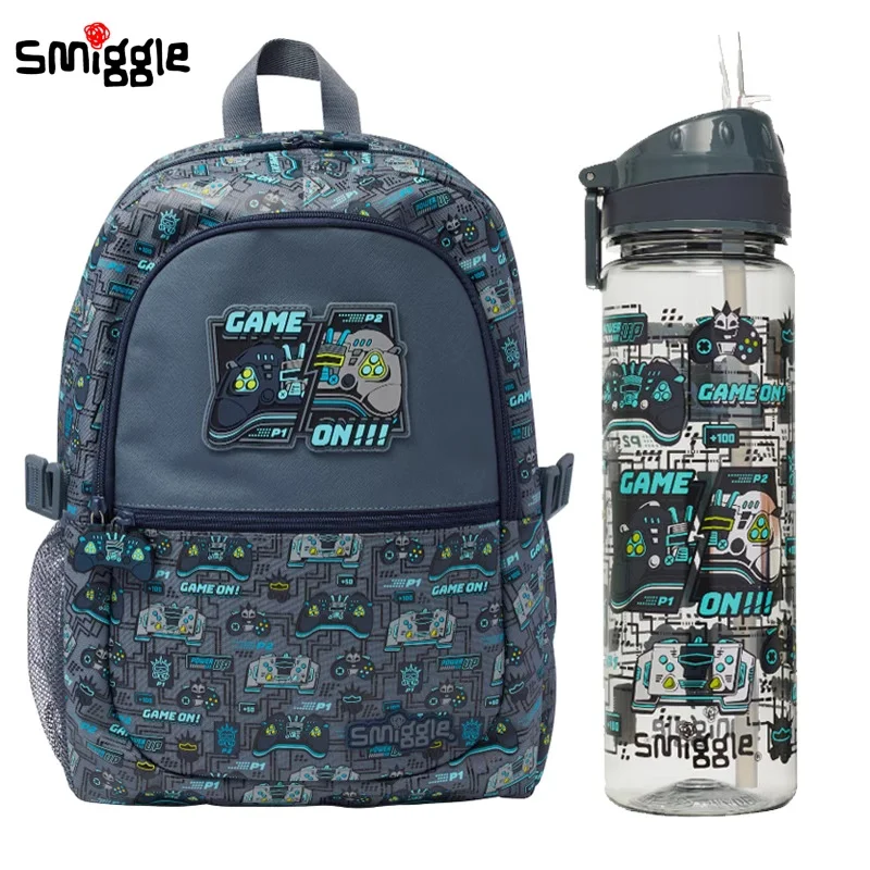 Genuine Australian Smilgle Children'S Backpack Cartoon Game Pattern Student Backpack Learning Stationery Lunch Box Water Cup