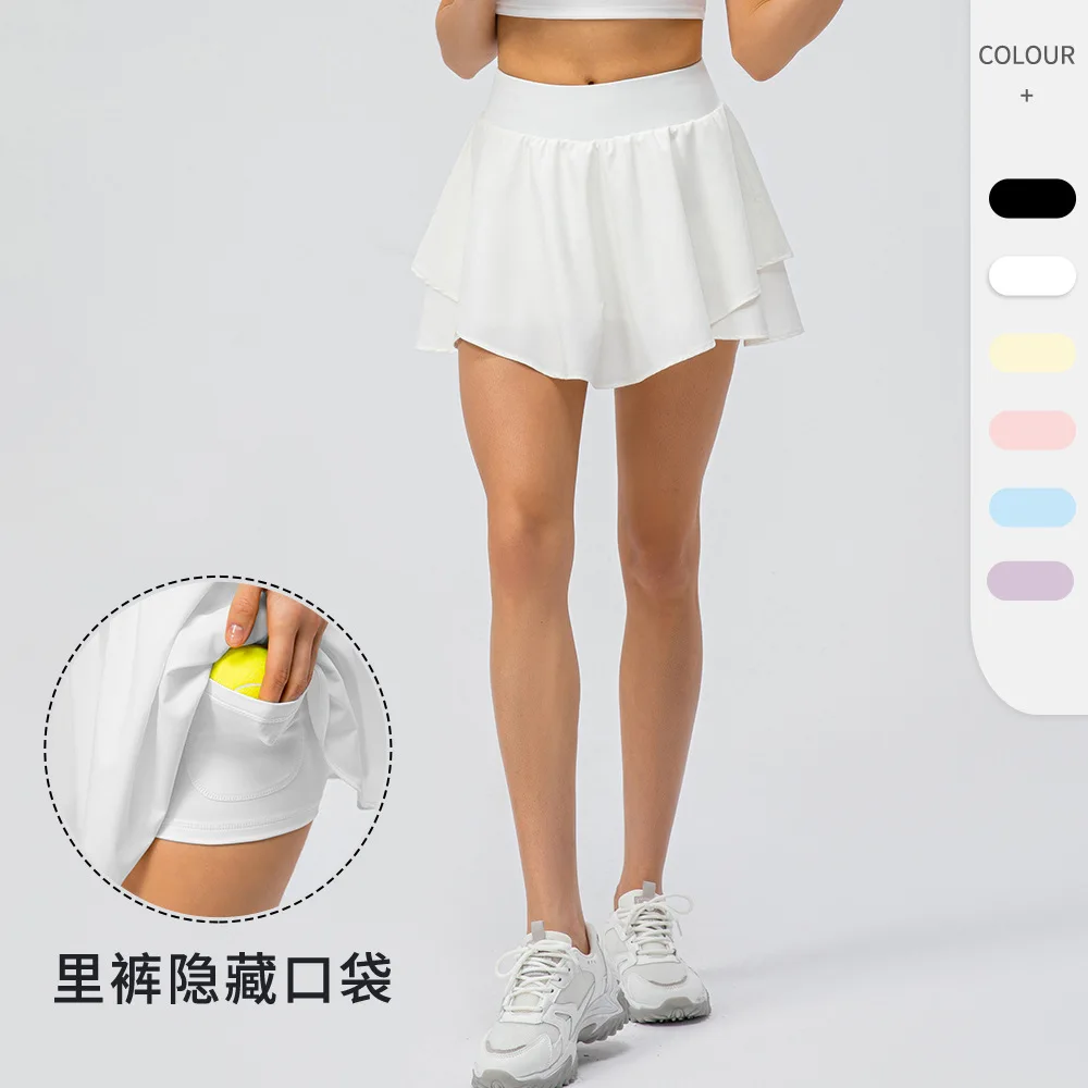 Summer Slim Yoga Shorts New Short Skirts Ultra Short Mini Skirts Gym Exercise Running Fitness Tennis Anti-Light Sports Skirts