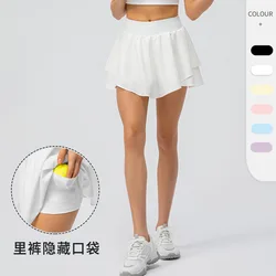 Summer Slim Yoga Shorts New Short Skirts Ultra Short Mini Skirts Gym Exercise Running Fitness Tennis Anti-Light Sports Skirts