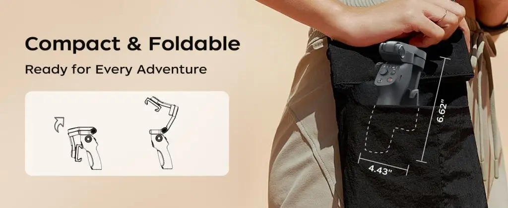 FUNSNAP CM8 3-Achsen-Handgimbal-Stabilisator für iPhone und Android, zusammenklappbarer Handstabilisator für Smartphone-Videoaufnahmen, 8–10 Stunden Akkulaufzeit für Vlogs mit KI-Gesichtsverfolgung – Detail 6