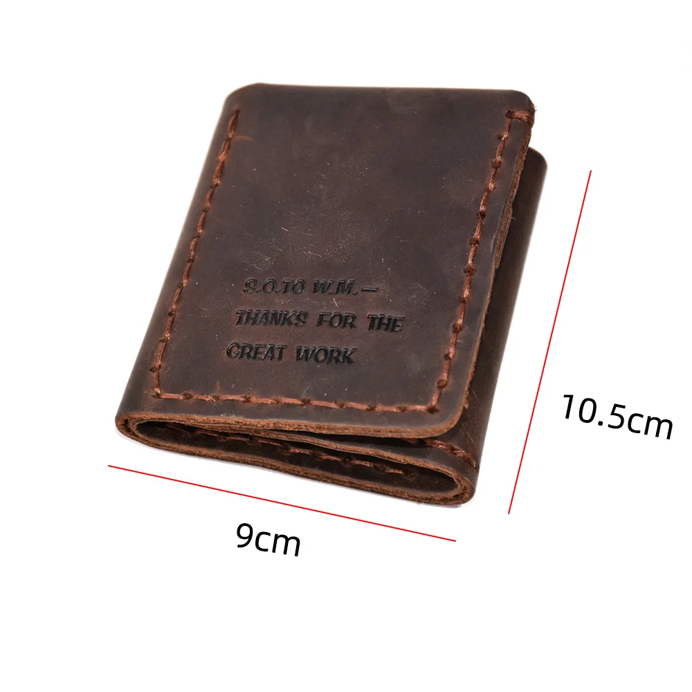 Vintage Genuine Leather Wallet Men‘s Handmade Crazy Horse Leather Purse Personality Retro Short Wallet