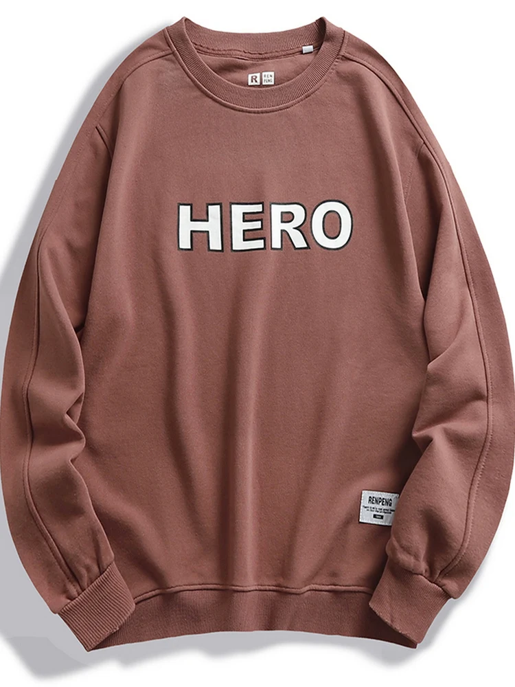 

New Men's Casual Cotton Sweatshirt Long Sleeve round Neck Printed Worn out Style Spring Autumn Loose Fit Comfortable Breathable