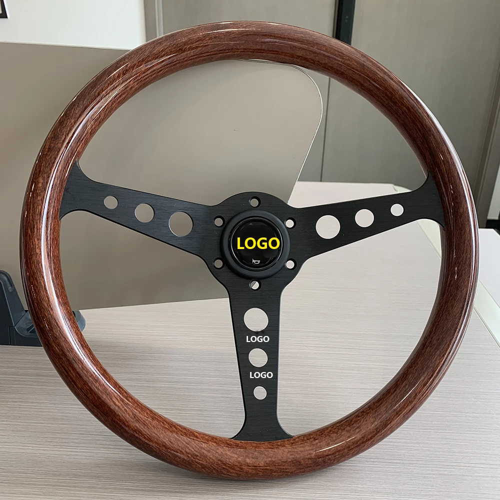 JDM Universal 14inch 350mm Wood Style Classical Vintage Sports Steering Wheel for momo