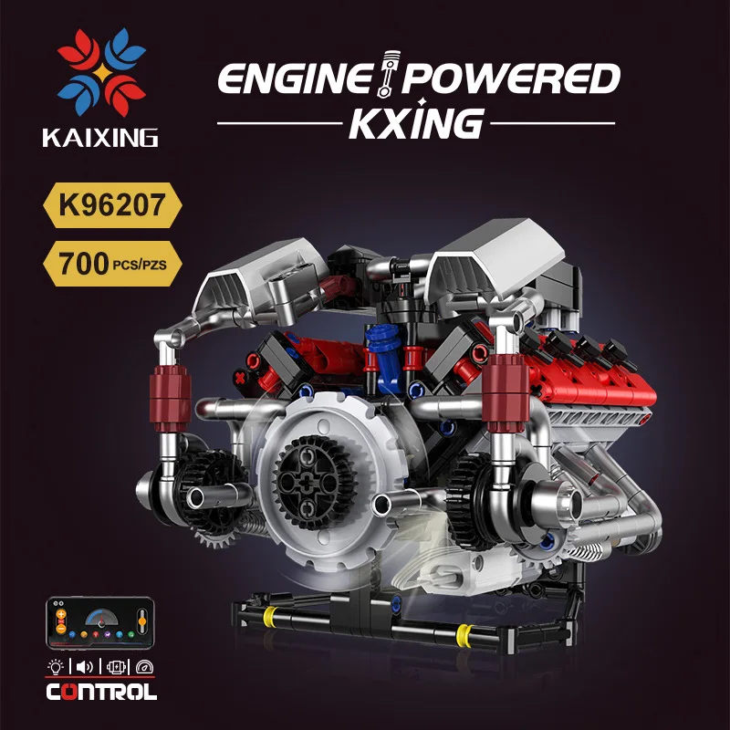 

F40LM Le Mans V8 Двигатель с подсветкой Версия с поддержкой приложения Звуковой эффект Строительные блоки Подарок на Хэллоуин Рождественский подарок Подарки на день рождения