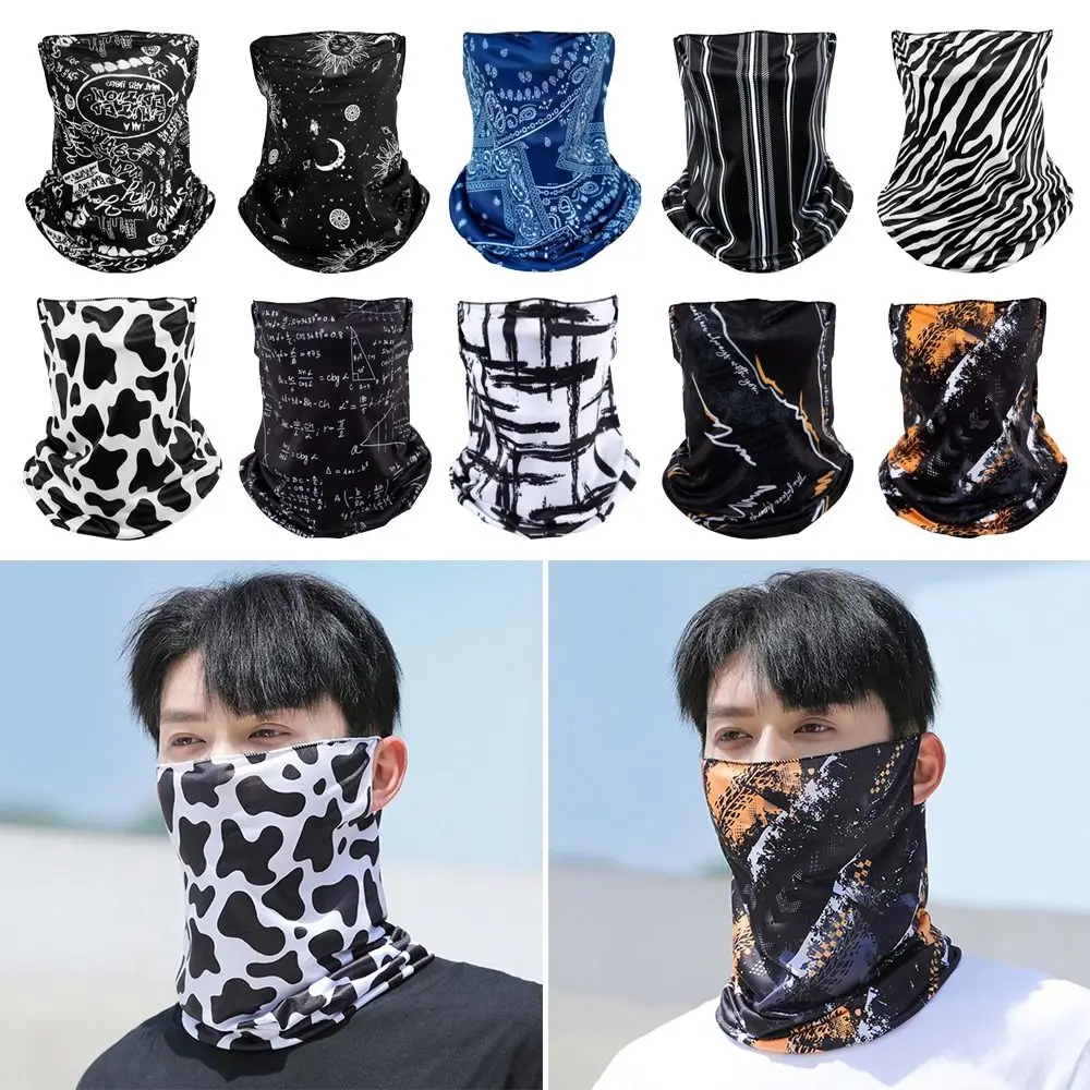 Bicycle Headwear Breathable lce Silk Bandana Elastic Hanging Ear Cool Face Scarf Cycling Balaclava Men Women