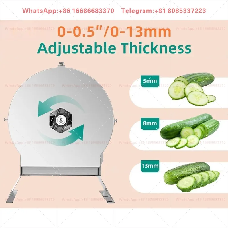 Stainless Steel Electric Commercial Fruit Vegetable Slicer, Multifunctional Cutter for Lemon, Potato and Other  Processing